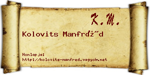 Kolovits Manfréd névjegykártya